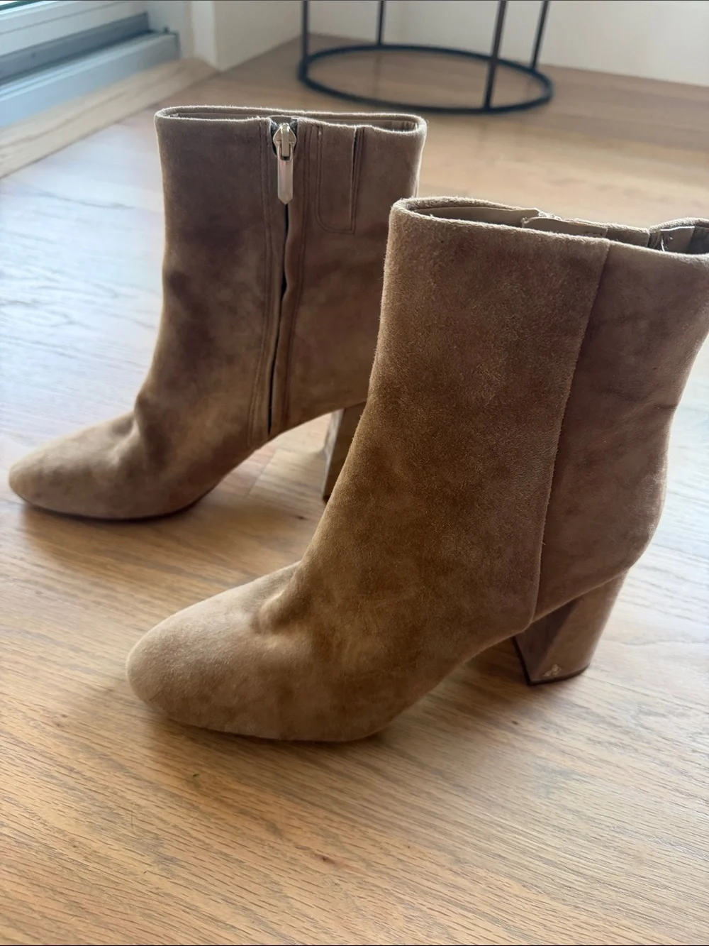 Sam Edelman Roden Taupe Suede Leather Pointed-Toe Ankle Boots Women’s Size 9